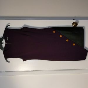 DKNY, 10, purple sheath dress with leather detail
